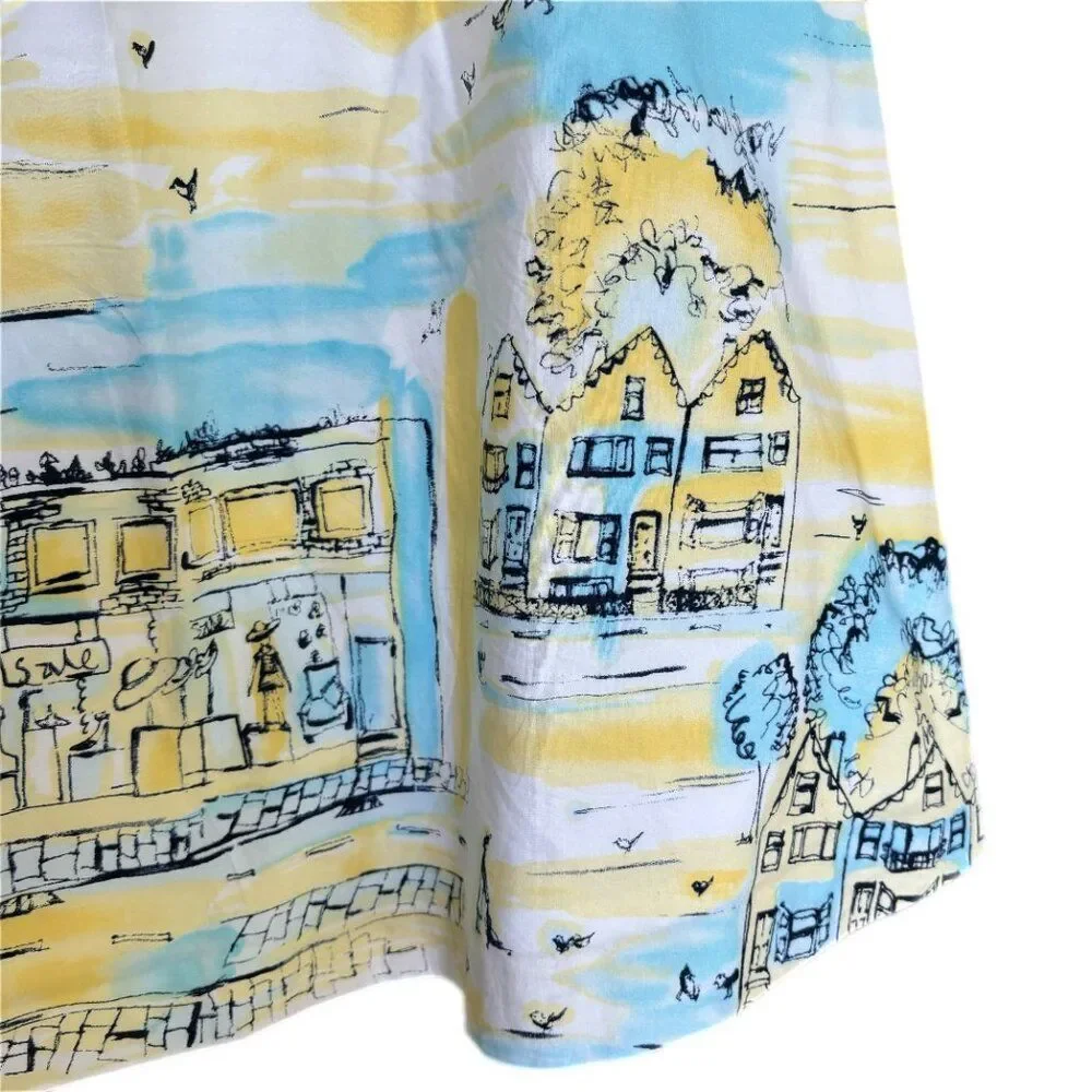 Valerie Stevens Skirt Women 8P A Line Romantic Yellow Wearable Art Fem Work - Picture 4 of 16